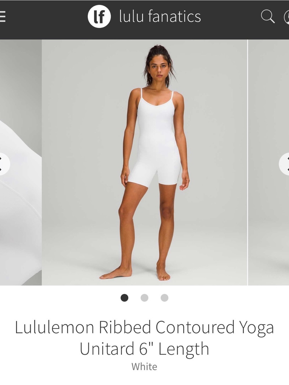 Lululemon Ribbed Contoured Yoga Unitard 6” White Size 4